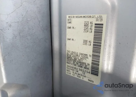 2020 Nissan Maxima Sv Xtronic Cvt from USA, damaged, VIN 1N4AA6CV6LC365254